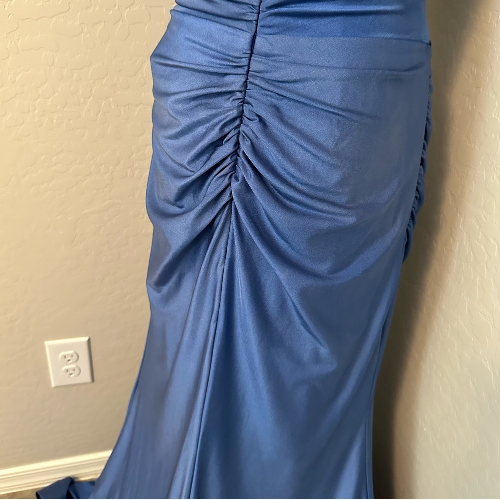🔴FINAL CLEARANCE NEW JOVANI SZ 14 BLUE FRONT SLIT FORMAL EVENING GOWN DAMAGED - Picture 16 of 16